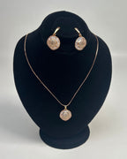 One Carat Floral Locket Necklace Set with Earrings