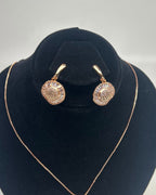 One Carat Floral Locket Necklace Set with Earrings