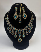 Zircon Drop Party Wear Jewelry Set with Earrings & Tikka