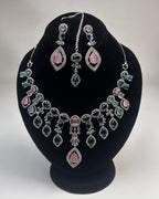 Zircon Drop Party Wear Jewelry Set with Earrings & Tikka