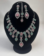 Zircon Drop Party Wear Jewelry Set with Earrings & Tikka