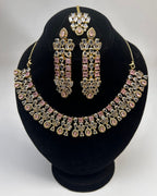 Zircon Statement Party Wear Jewelry Set with Earrings & Tikka