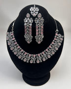 Zircon Statement Party Wear Jewelry Set with Earrings & Tikka