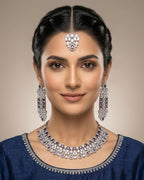 Zircon Statement Party Wear Jewelry Set with Earrings & Tikka