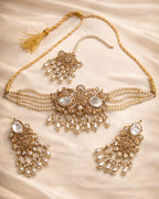 Statement Bridal Choker Set with Earrings & Tikka