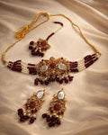 Statement Bridal Choker Set with Earrings & Tikka