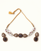 Multi-Strand Pearl Choker Set with Statement Earrings