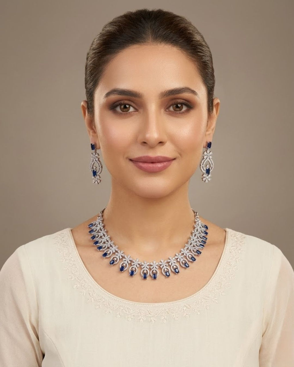 Zircon Party Wear Necklace & Earrings Set