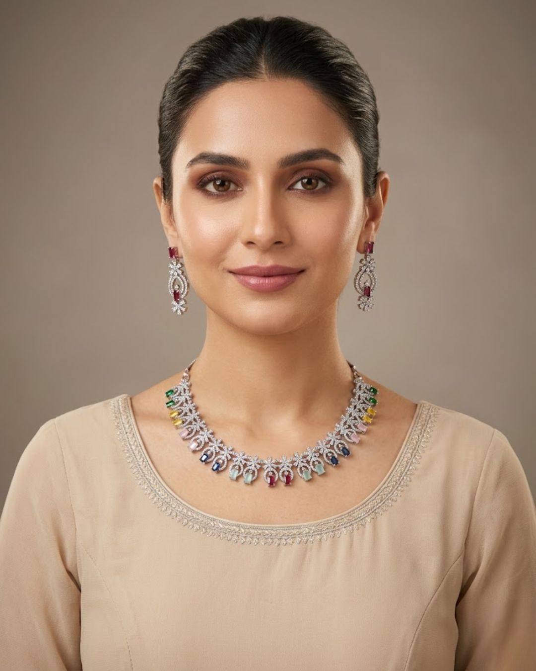 Zircon Party Wear Necklace & Earrings Set