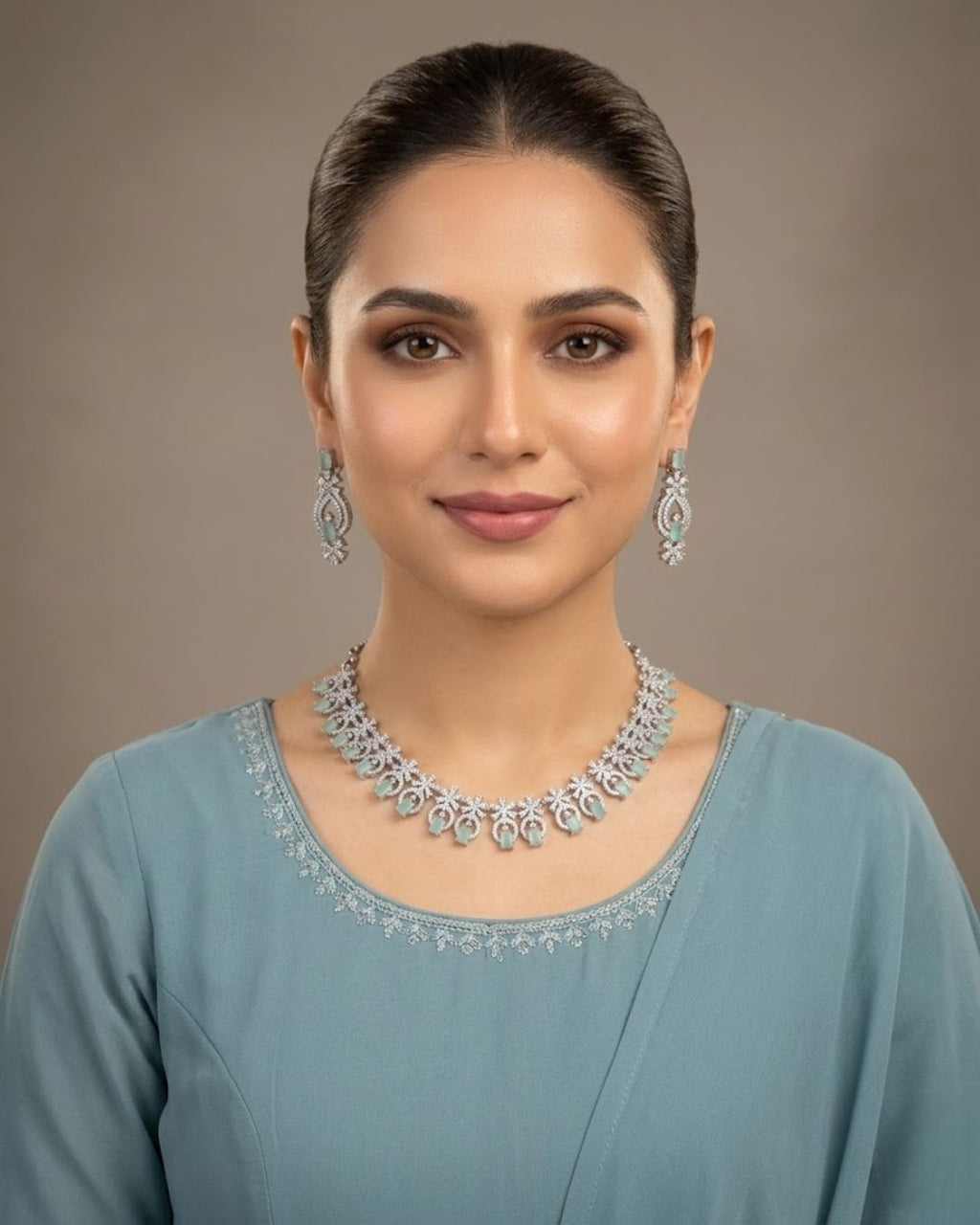 Zircon Party Wear Necklace & Earrings Set