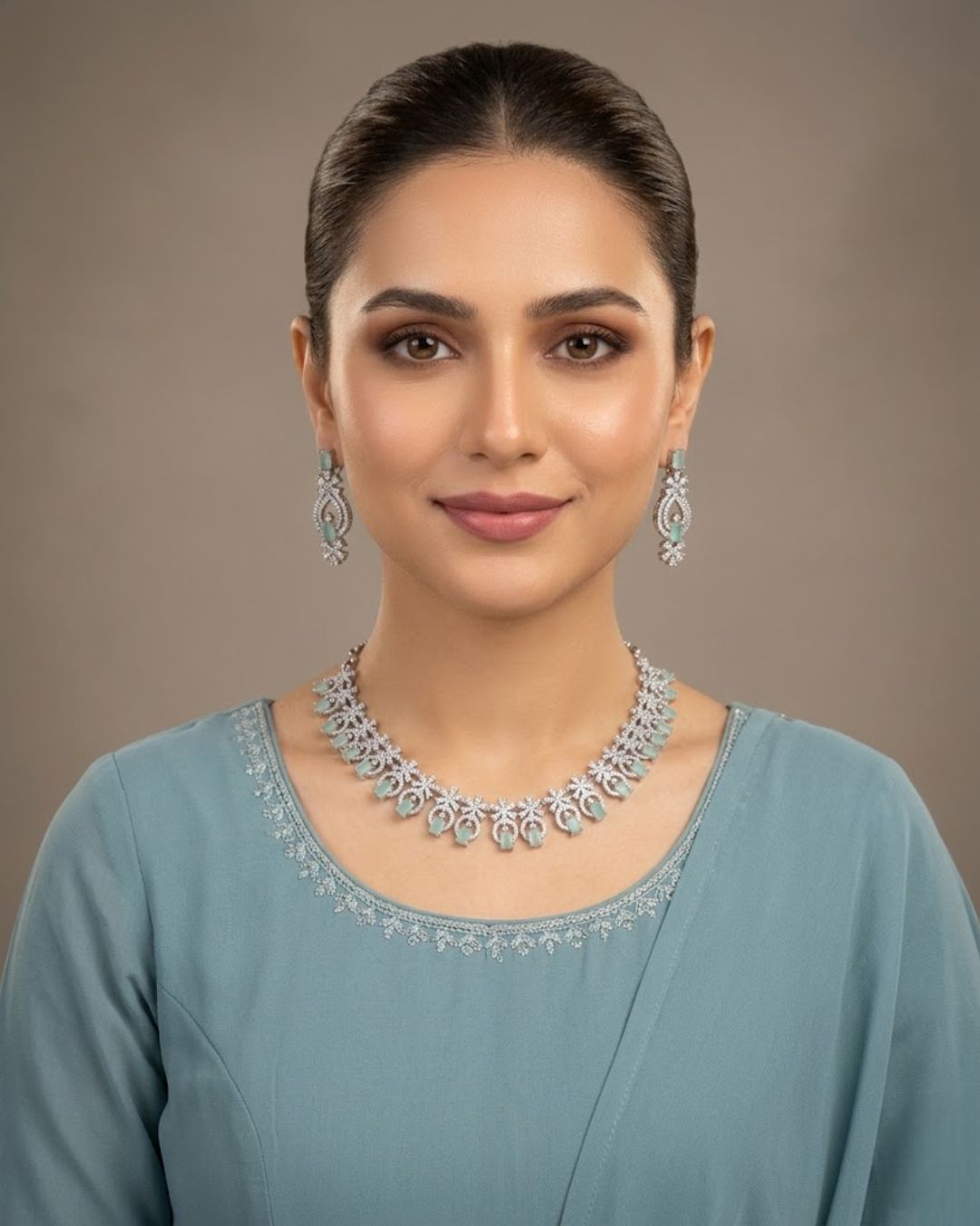 Zircon Party Wear Necklace & Earrings Set