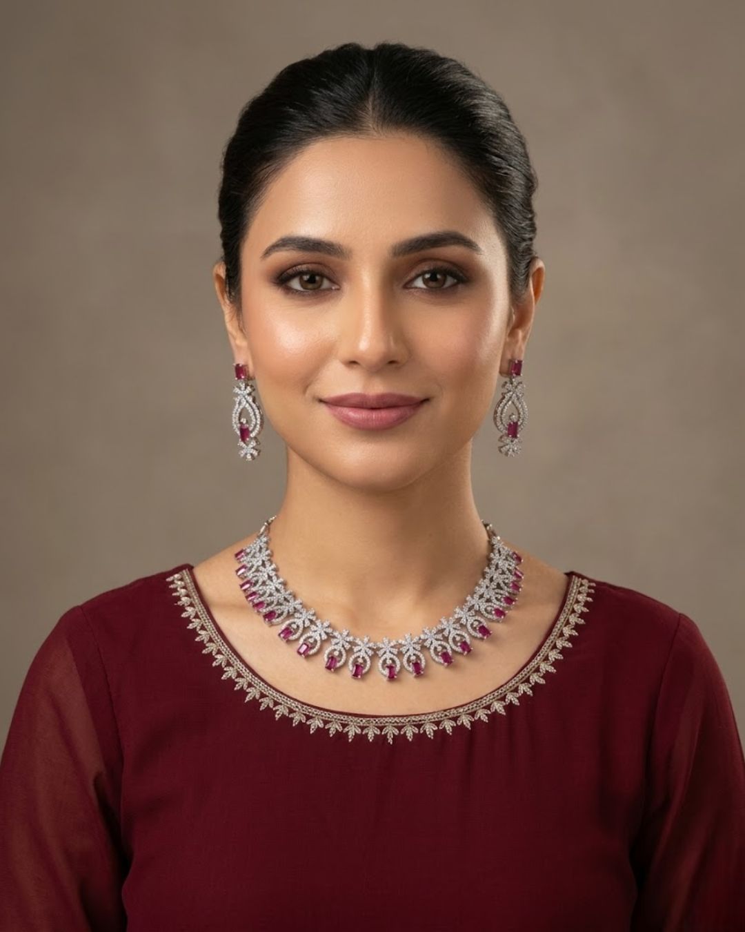Zircon Party Wear Necklace & Earrings Set