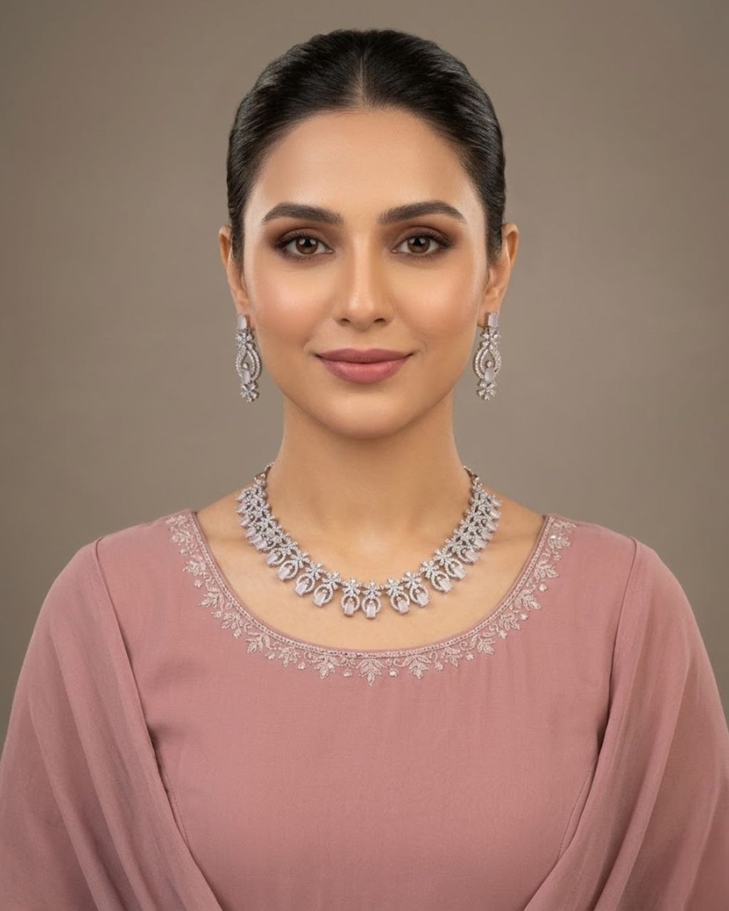 Zircon Party Wear Necklace & Earrings Set