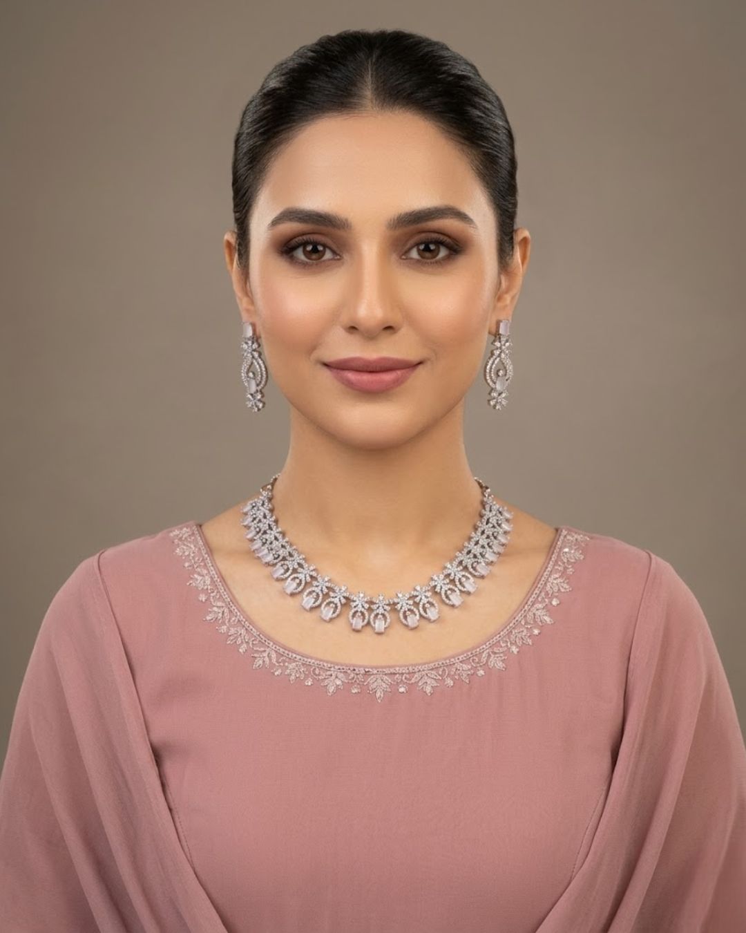 Zircon Party Wear Necklace & Earrings Set