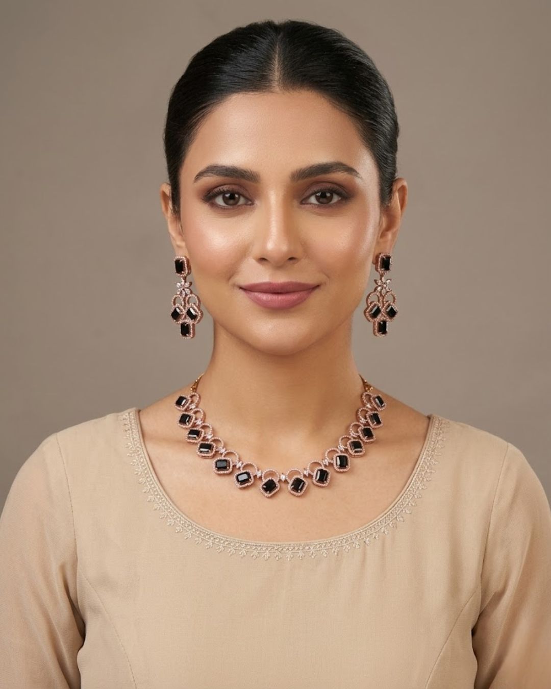 Zircon Partywear Necklace & Earrings Set