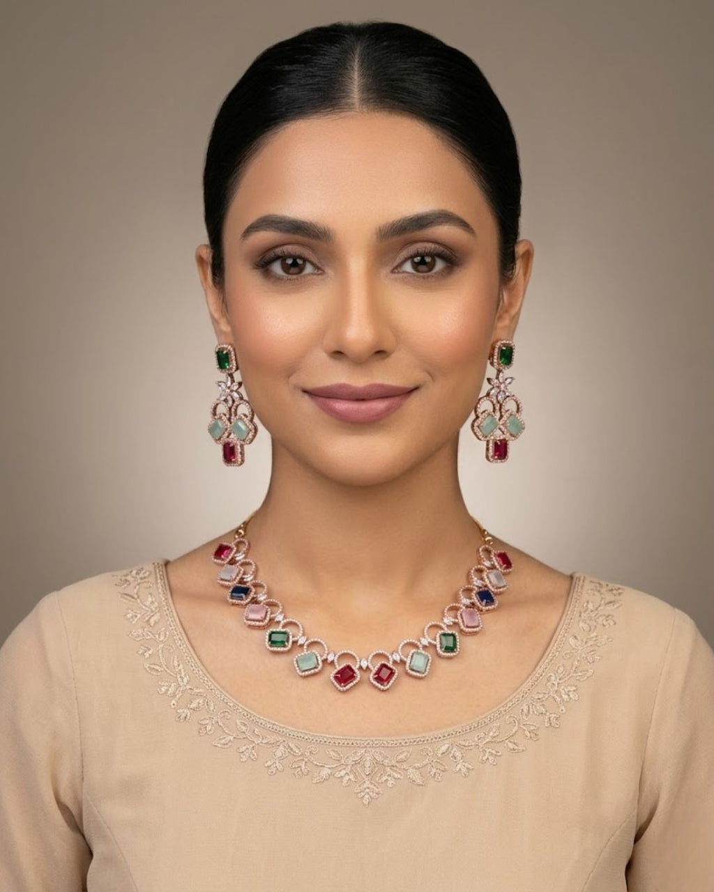 Zircon Partywear Necklace & Earrings Set