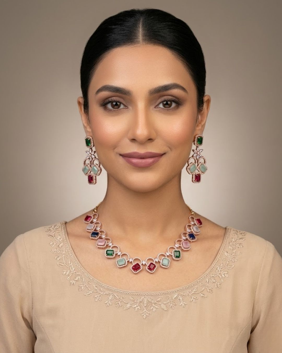 Zircon Partywear Necklace & Earrings Set