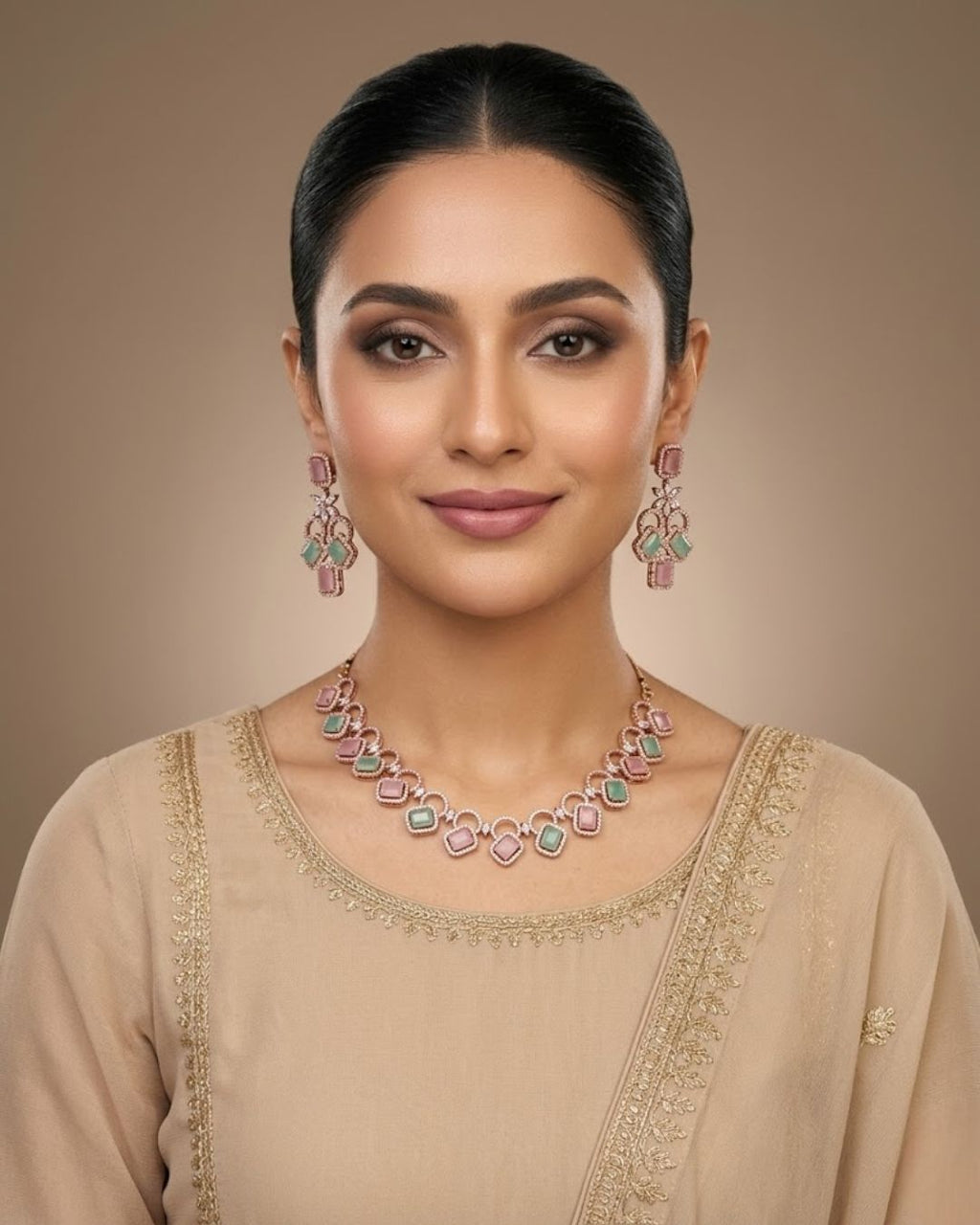 Zircon Partywear Necklace & Earrings Set