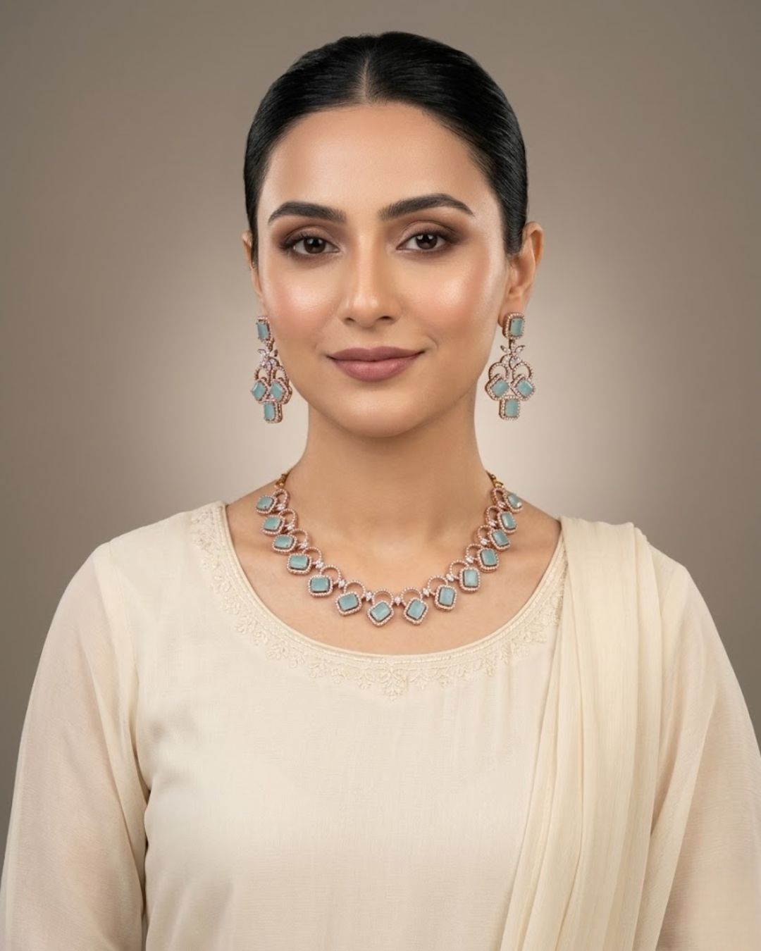 Zircon Partywear Necklace & Earrings Set