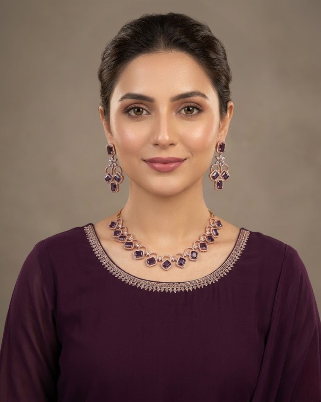 Zircon Partywear Necklace & Earrings Set