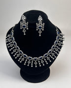 Zircon Tassel Necklace Set With Earrings & Tikka