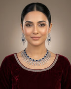 Zircon Tassel Necklace Set With Earrings & Tikka