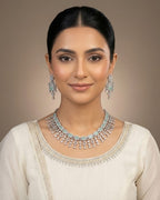 Zircon Tassel Necklace Set With Earrings & Tikka