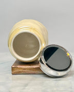 Gloss Finish Ceramic Mug with Metallic Lid – Cream & Silver 