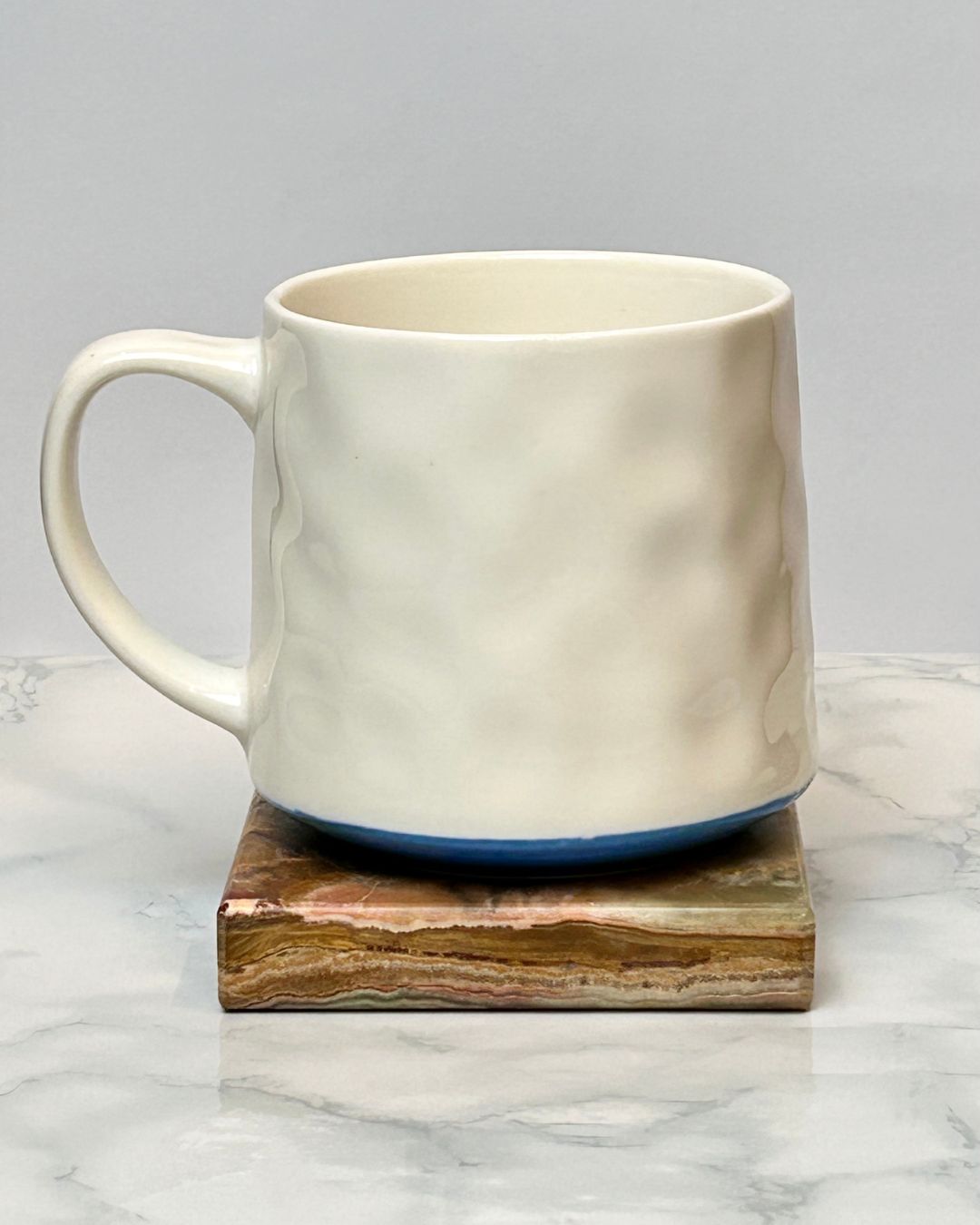 Printed Ceramic Coffee Mug with Illustrated Design – White