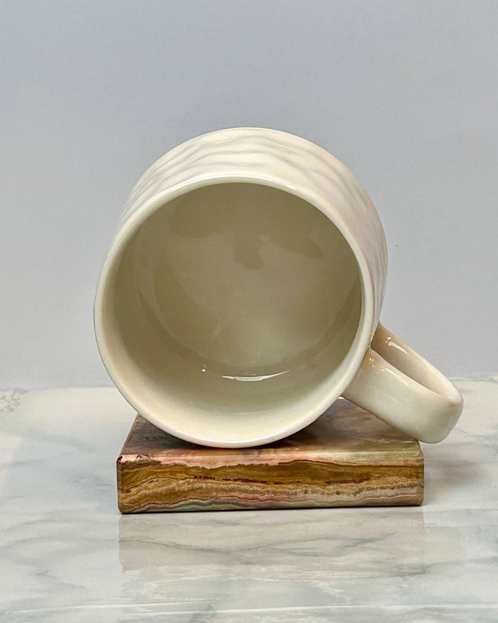 Printed Ceramic Coffee Mug with Illustrated Design – White