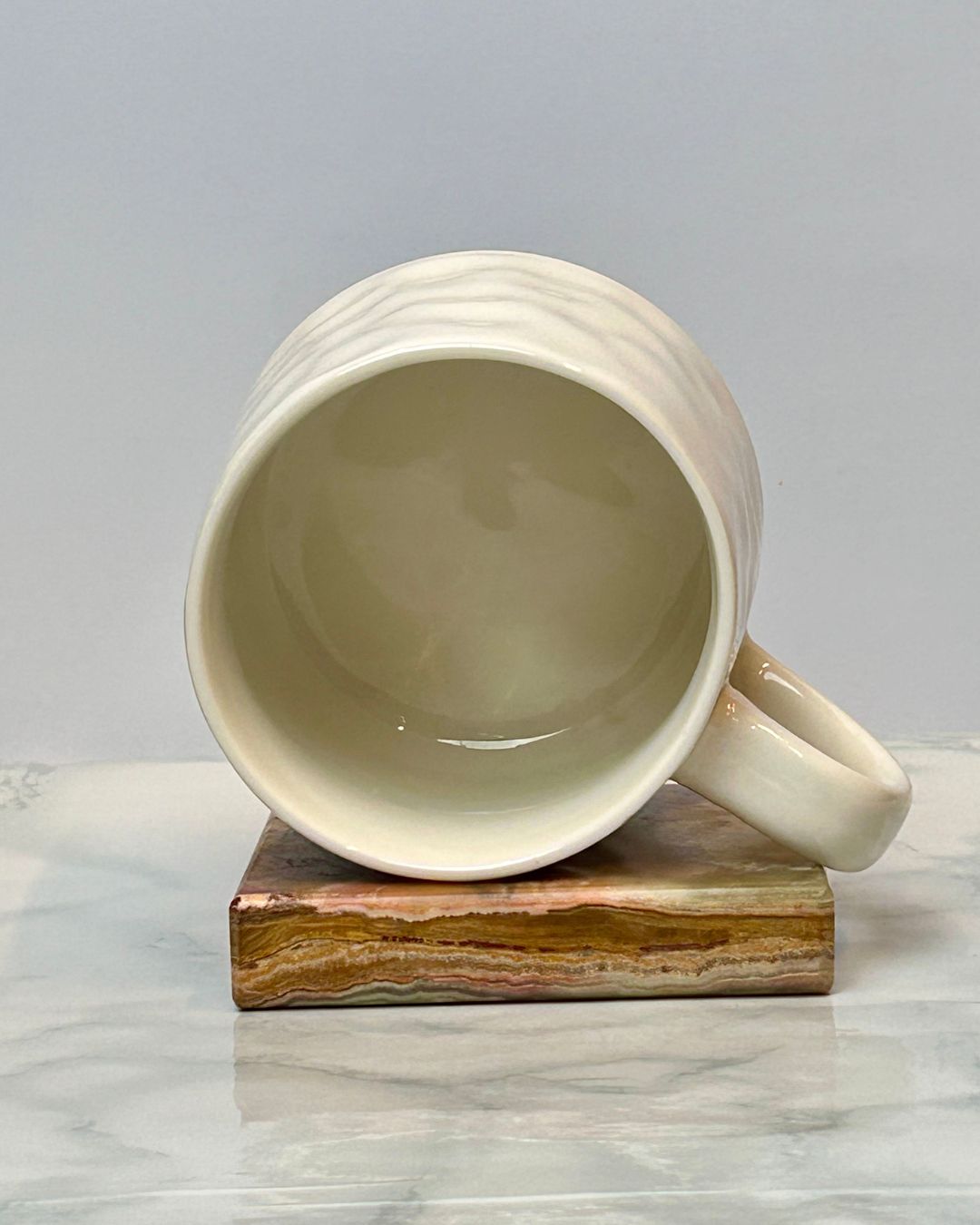 Printed Ceramic Coffee Mug with Illustrated Design – White