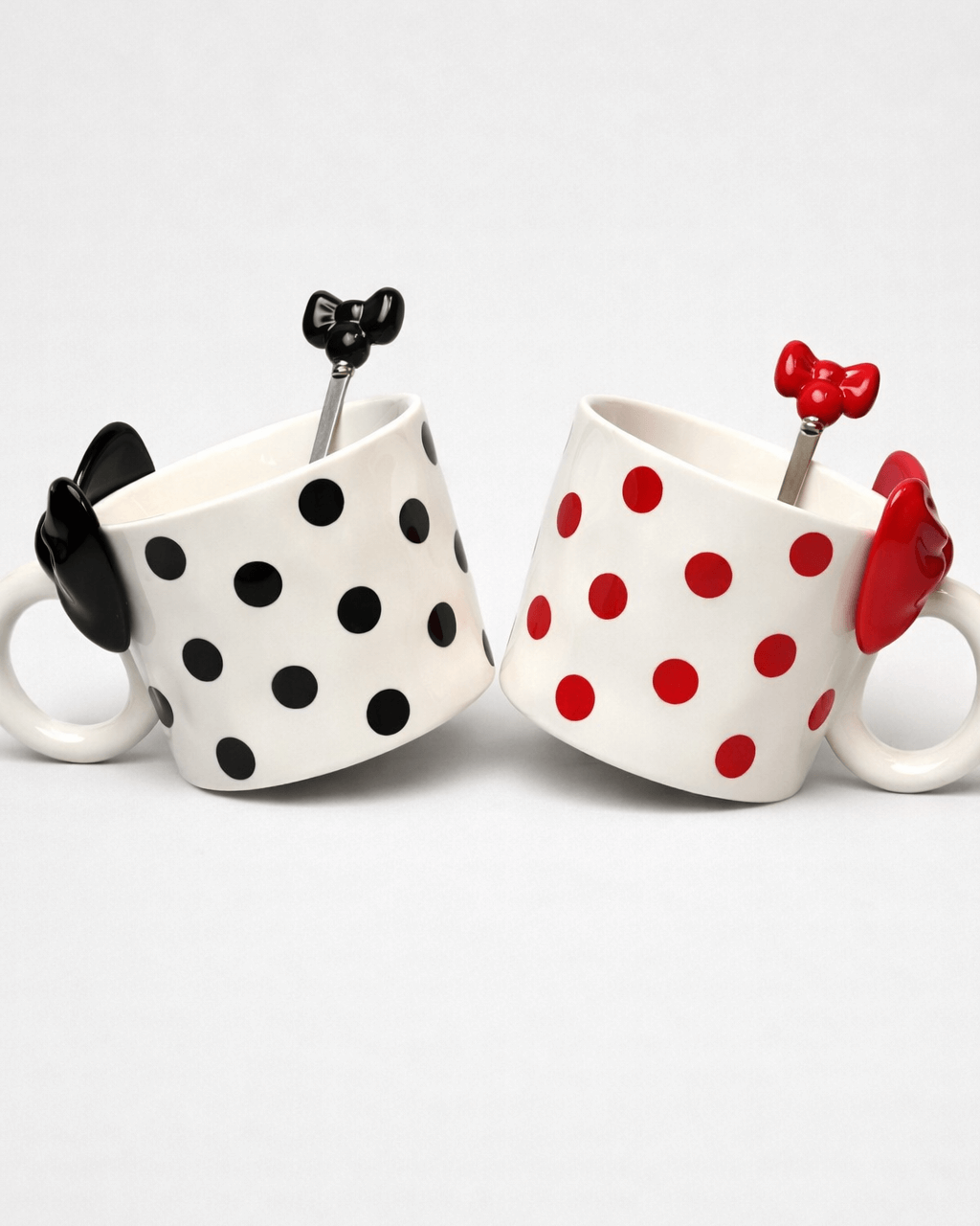 Polka Dot Ceramic Coffee Mug with Spoon – 350ml