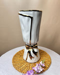 Bow Accent Ceramic Decorative Vase with Metallic Detailing