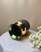 Gloss Finish Decorative Glass Vase with Gold Rim – Black