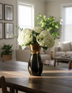 Gloss Finish Decorative Ceramic Vase with Metallic Accents