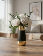 Gloss Finish Decorative Ceramic Vase with Metallic Accents