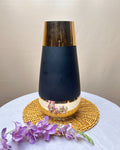 Gloss Finish Decorative Ceramic Vase with Metallic Accents