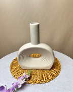 Modern Ceramic Decorative Vase with Sculptural Hollow Design – White