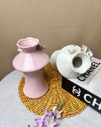 Ceramic Floral Decorative Vase with Gloss Finish – Pink Firozi & White